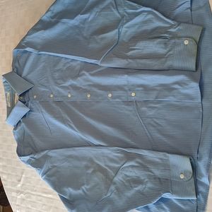 Van Heusen Satin Stripe Light Blue Dress Shirt 18 36/37